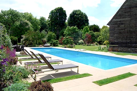 External view of a traditional pool house