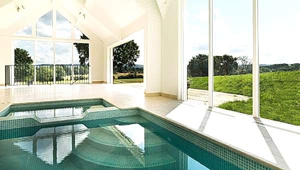 indoor pool viewing outdoors countryside