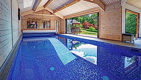 Indoor pool with bifold doors