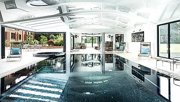 Indoor pool with spa